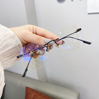 Blauw Llight Blokkeren Randloze Bril Frame Mannen Vrouwen Spektakel Textuur Transparant Metalen Trend Brillen Optische Frames zwart