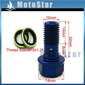 Blauw M10x1.25 Banjo Bout Voor Pit Crossmotor ATV Quad Go Kart Bromfiets Scooter Motorfiets Rem Oliekoeler