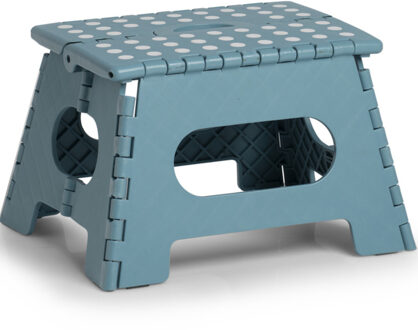 Blauw opvouwbaar opstapje/opstapkrukje - 2x stuks - 35 x 22 cm - kunststof - huishoud trapje