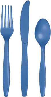 Blauw plastic party bestek set 72 delig