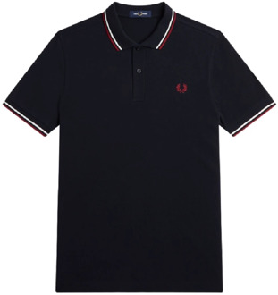 Blauw Poloshirt met Dubbele Streep Fred Perry , Blue , Heren - L,S