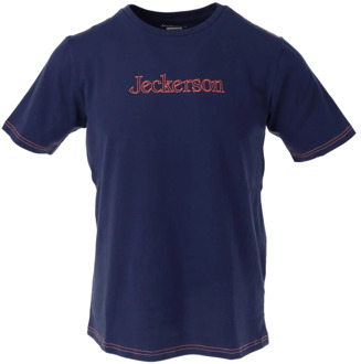 Blauw Print Slim Fit T-shirt Jeckerson , Blue , Heren - Xl,M