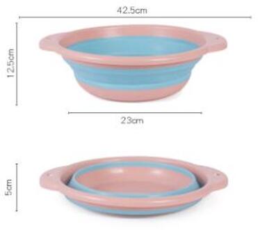 Blauw Roze Draagbare Vouwen Wastafel Reizen Wastafel Huishouden Schone Kom Midden Size Pp Badkamer Wastafel Reizen Camping Kom M roze