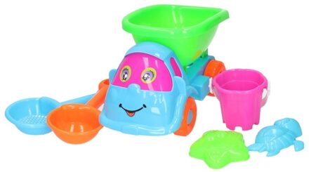 Blauw/roze zandbak speelauto 6-delig Multi