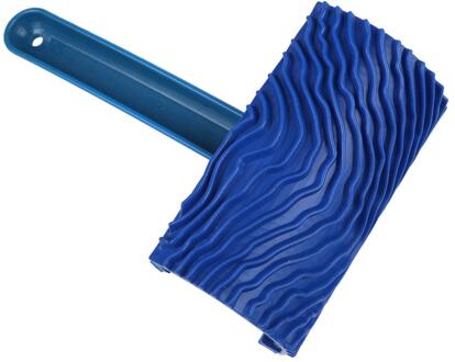 Blauw Rubber Houtnerf Verf Roller Diy Graining Schilderen Tool Met Handvat Graan Patroon Muur Schilderen Roller