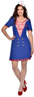 Blauw Sailor Jurkje Dames Rood - Zalm, Wit - Transparant, Blauw
