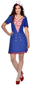 Blauw Sailor Jurkje Dames Rood - Zalm, Wit - Transparant, Blauw