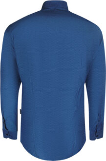 blauw shirt met lange mouwen en gestreept patroon - maat S