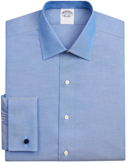 Blauw Slim Fit Non-Iron Stretch Supima Katoenen Pinpoint Oxford-Stof Overhemd met Ainsley Kraag Brooks Brothers , Blue , Heren - 2Xl,Xl,L,M,S,3Xl