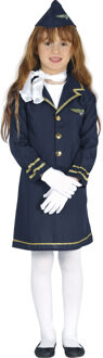 Blauw stewardess kostuum voor kinderen - 110/116 (5-6 jaar) - Kinderkostuums