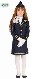 Blauw stewardess kostuum voor kinderen - 98/104 (3-4 jaar) - Kinderkostuums