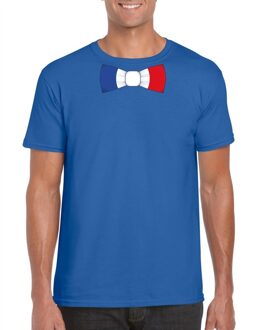 Blauw t-shirt met Frankrijk vlag strikje heren 2XL