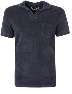Blauw Terry Cotton Polo Shirt Orlebar Brown , Blue , Heren - 2Xl,S