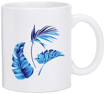 Blauw Tropische Bladeren Keramiek Mok, Goud Handvat Mok, Bloem Thee Set Koffie Cup, water Melk Koffie Drinkware KTZW-010 KTZW-010-A