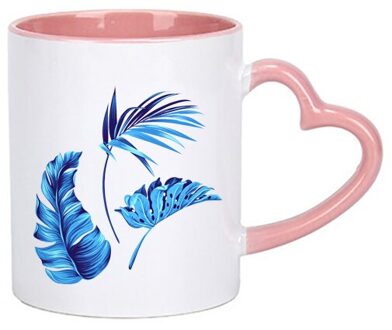 Blauw Tropische Bladeren Keramiek Mok, Goud Handvat Mok, Bloem Thee Set Koffie Cup, water Melk Koffie Drinkware KTZW-010 KTZW-010-C