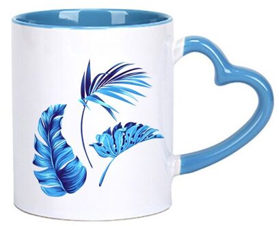 Blauw Tropische Bladeren Keramiek Mok, Goud Handvat Mok, Bloem Thee Set Koffie Cup, water Melk Koffie Drinkware KTZW-010 KTZW-010-D