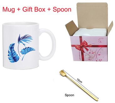 Blauw Tropische Bladeren Keramiek Mok, Goud Handvat Mok, Bloem Thee Set Koffie Cup, water Melk Koffie Drinkware KTZW-010 KTZW-010-E