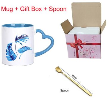 Blauw Tropische Bladeren Keramiek Mok, Goud Handvat Mok, Bloem Thee Set Koffie Cup, water Melk Koffie Drinkware KTZW-010 KTZW-010-H