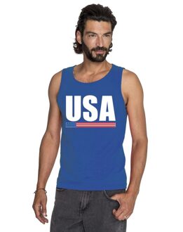 Blauw USA/ Amerika supporter singlet shirt/ tanktop heren XL