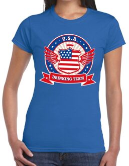 Blauw USA drinking team t-shirt dames XS