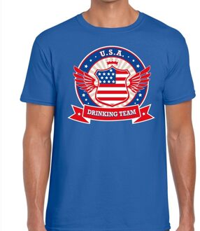 Blauw USA drinking team t-shirt heren L