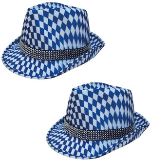 Blauw/wit Beieren hoedje voor volwassenen - 4x stuks - Oktoberfest/bierfeest feesthoeden - Alpenhoed
