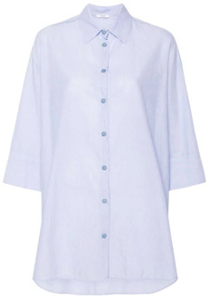 Blauw-Wit Gestreept Katoenen Overhemd Peserico , Blue , Dames - M