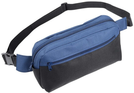 Blauw/zwart heuptasje/buideltasje 28 x 17 cm