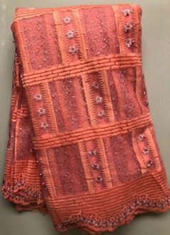 Blauwe Afrikaanse Kant Stof Kant Netto Tulle Tissue Franse Kant Stof Afrikaanse Stof Met Stenen WLL5097 AS PIC3