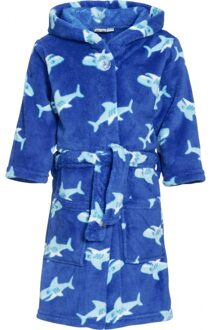 Blauwe badjas/ochtendjas haaien print voor kinderen 110/116 (5-6 jr) - Badjassen