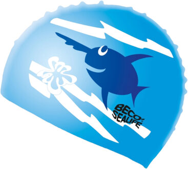 Blauwe badmuts voor kinderen met vissen