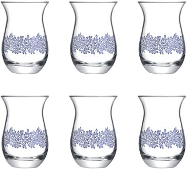 Blauwe Bloemen Thee Set Glazen Drinkingware Theekopje Keramische Thee Set Theewaar Thee Mokken Keuken Home Decoratie 6 Stuks 168Ml