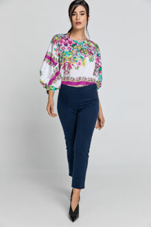 Blauwe broek met slanke pasvorm van Conquista Fashion Blauw/marineblauw