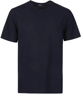 Blauwe Crepe T-Shirt Herno , Blue , Heren - Xl,L,M,S