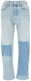 Blauwe Denim Bootcut Jeans met Hoge Taille Mother , Blue , Dames - W28