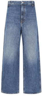 Blauwe Denim Jeans, Lage Taille, Wijde Rechte Pijp Khaite , Blue , Dames - W28,W27
