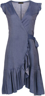 Blauwe Denim stijl wikkeljurk Indigoblauw - XL