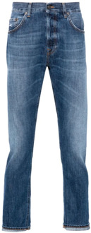 Blauwe Denim Straight Leg Jeans Dondup , Blue , Heren - W36,W35,W33,W31,W30,W32