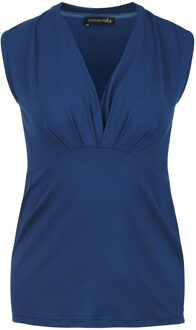 Blauwe Faux Wrap Mouwloze Top