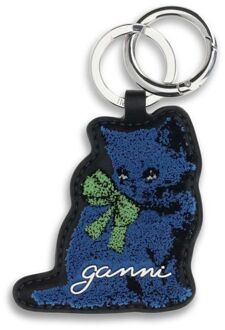 Blauwe Gerecycleerde Leren Sleutelhanger