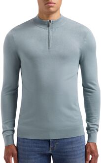 Blauwe Halfzip Gebreide Trui voor Mannen Pure Path , Blue , Heren - 2Xl,Xl,L,M,S,Xs