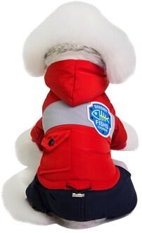 Blauwe Hond Jumpsuits Koude Winter Winddicht Warm Hond Kleding Bont Hoody Huisdier Trainingspak 80919 rood / XL
