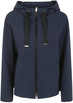 Blauwe Hooded Bomber Jas Herno , Blue , Dames - Xl,L,M,S,Xs