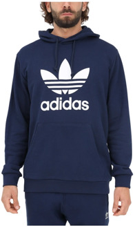 Blauwe hoodie met maxi logo print Adidas Originals , Blue , Heren - L,M,S,Xs