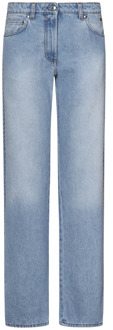 Blauwe Katoenen Denim Jeans met Trim Msgm , Blue , Dames - M,S,2Xs