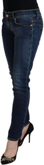 Blauwe Katoenen Lage Taille Skinny Dames Casual Jeans - 26 (Taille)