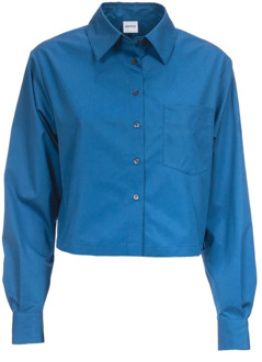 Blauwe Katoenen Popeline Overhemd Aspesi , Blue , Dames - S,Xs