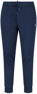 Blauwe Katoenen Sweatpants met Geborduurd Logo Polo Ralph Lauren , Blue , Heren - L,S