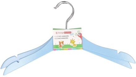 Blauwe kinder kleerhangers van hout 2x stuks - Kledinghangers