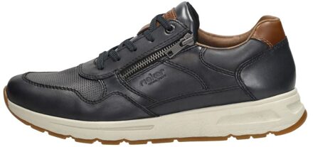 Blauwe Leren Sneaker met Rits Rieker , Multicolor , Heren - 44 EU